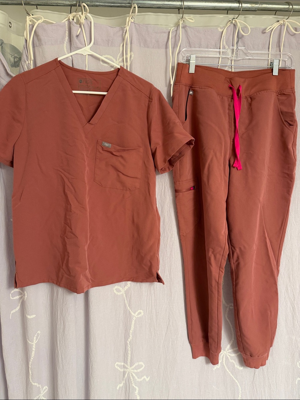 Figs Mauve Scrub shirt and pants